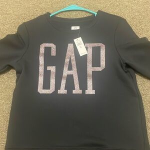Gap crew neck sweater black with glittery logo